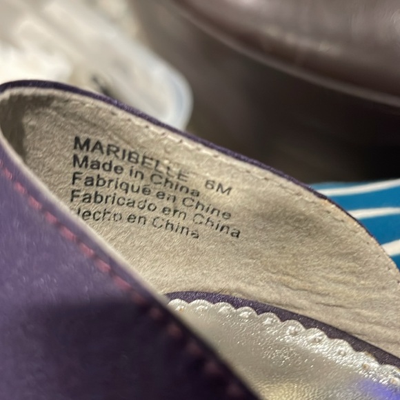 Michelangelo "Maribelle" Size 6 M deep plum Satin Peep Toe High Heel Platform - Picture 4 of 4